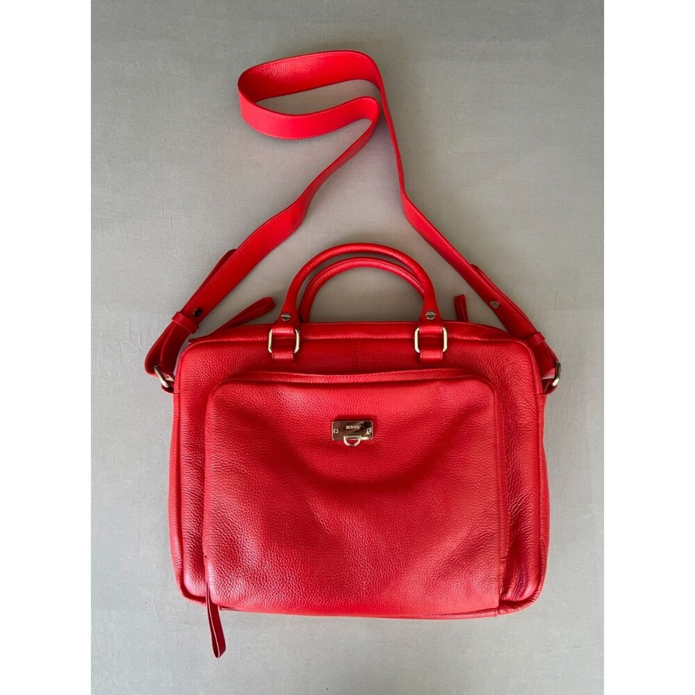 NWT BODHI Tech Collection Red Leather Laptop Tote MacBook iPad Bag 13"